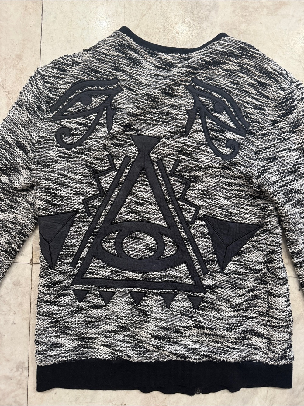 Millau Mystical Eye of Horus Graphic Zip-Up Cotton Knit Jacket S